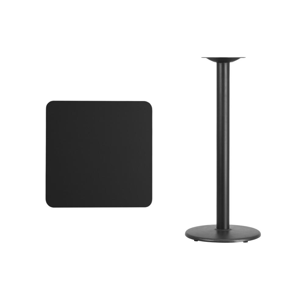 24'' Square Black Laminate Table Top with 18'' Round Bar Height Table Base. Picture 2