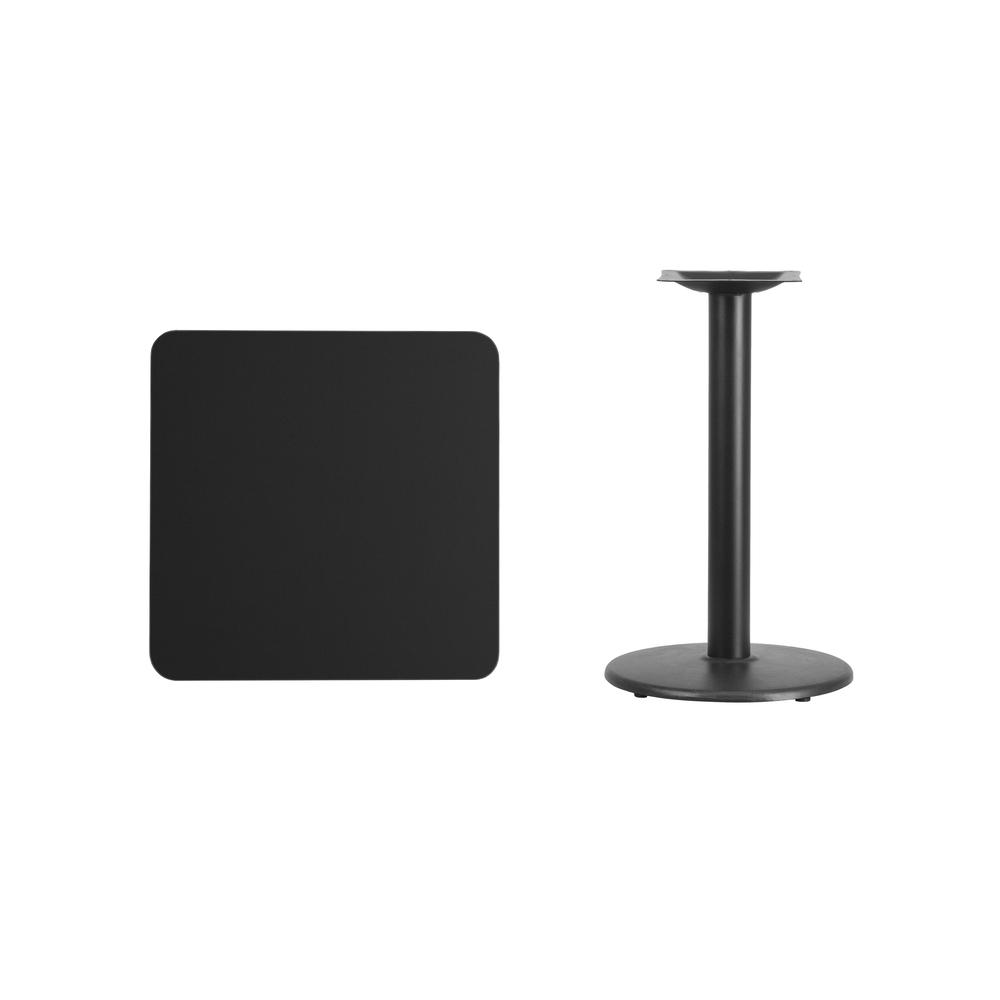 24'' Square Black Laminate Table Top with 18'' Round Table Height Base. Picture 2