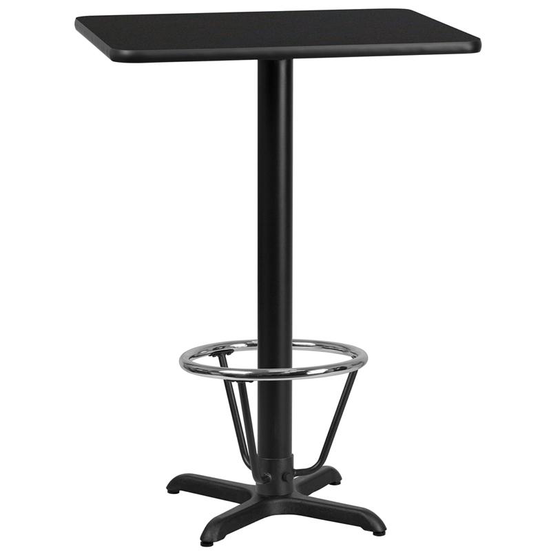 24'' x 30'' Black Table Top with 22'' x 22'' Bar Height Table Base and Foot Ring. Picture 1