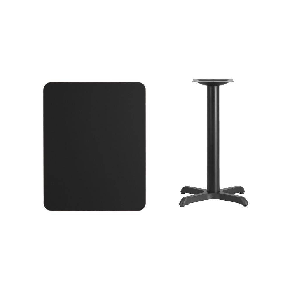 24'' x 30'' Rectangular Black Laminate Table Top with 22'' x 22'' Table Height Base. Picture 2