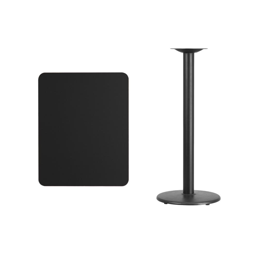 24'' x 30'' Rectangular Black Table Top with 18'' Round Bar Height Table Base. Picture 2