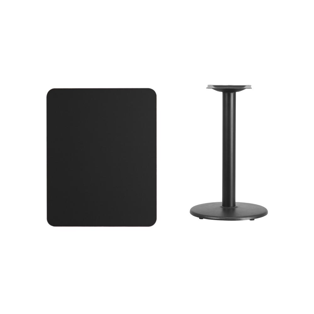 24'' x 30'' Rectangular Black Table Top with 18'' Round Table Height Base. Picture 2