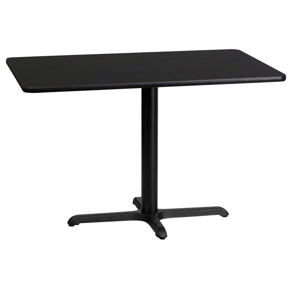 24'' x 42'' Rectangular Black Laminate Table Top with 23.5'' x 29.5'' Table Height Base. Picture 1