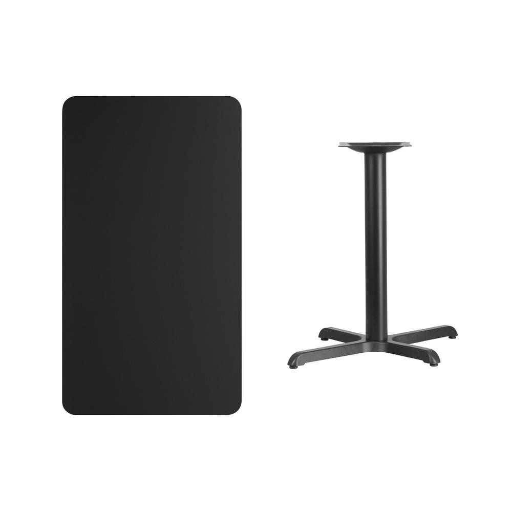 24'' x 42'' Rectangular Black Laminate Table Top with 23.5'' x 29.5'' Table Height Base. Picture 2