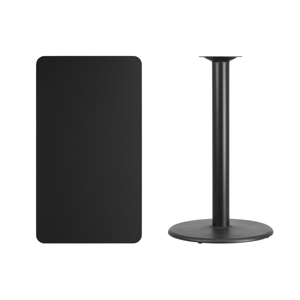 24'' x 42'' Rectangular Black Table Top with 24'' Round Bar Height Table Base. Picture 2