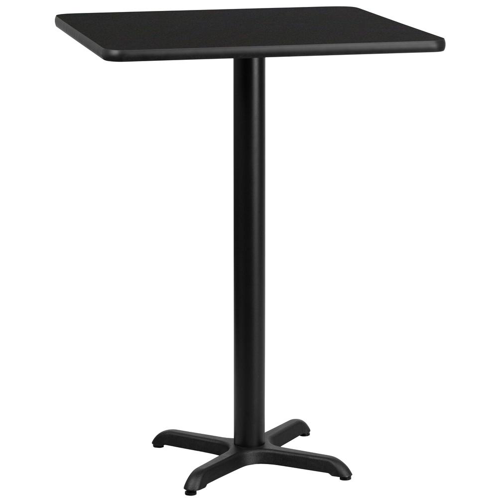 30'' Square Black Laminate Table Top with 22'' x 22'' Bar Height Table Base. Picture 1