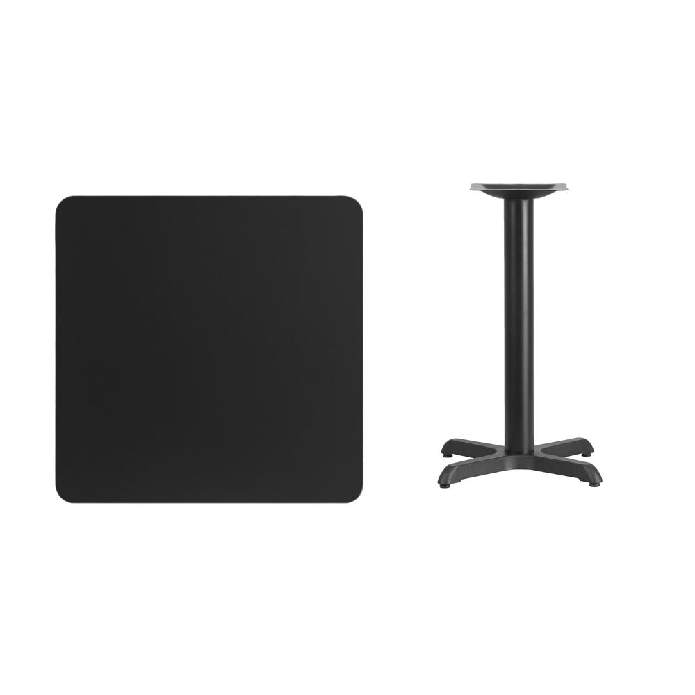 30'' Square Black Laminate Table Top with 22'' x 22'' Table Height Base. Picture 2