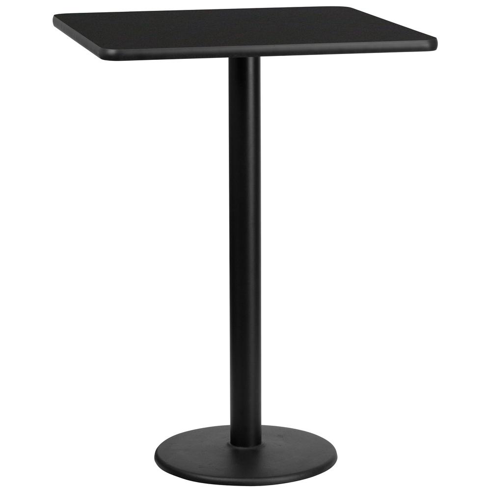 30'' Square Black Laminate Table Top with 18'' Round Bar Height Table Base. Picture 1