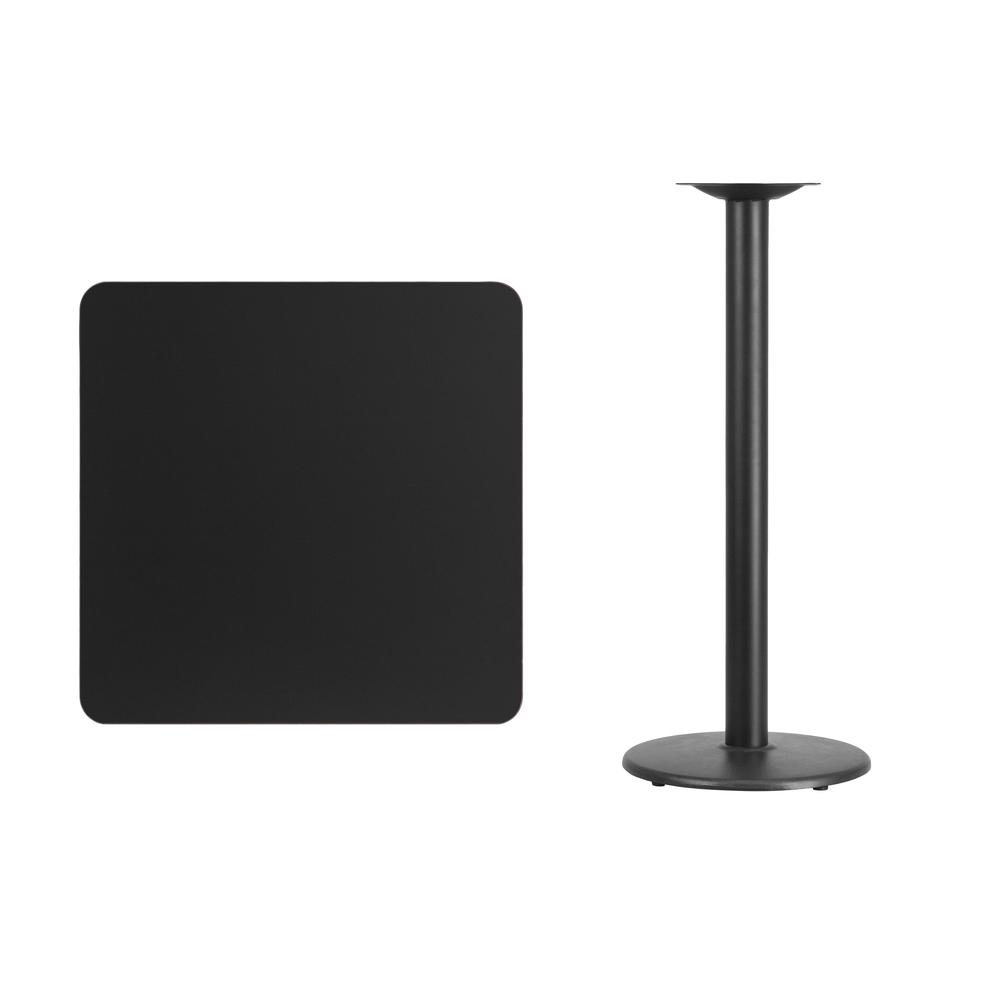 30'' Square Black Laminate Table Top with 18'' Round Bar Height Table Base. Picture 2