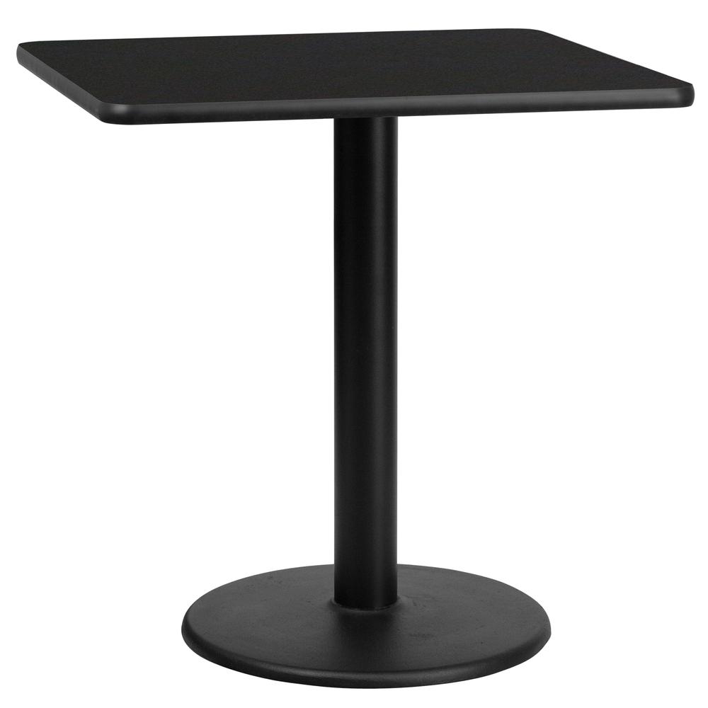 30'' Square Black Laminate Table Top with 18'' Round Table Height Base. Picture 1