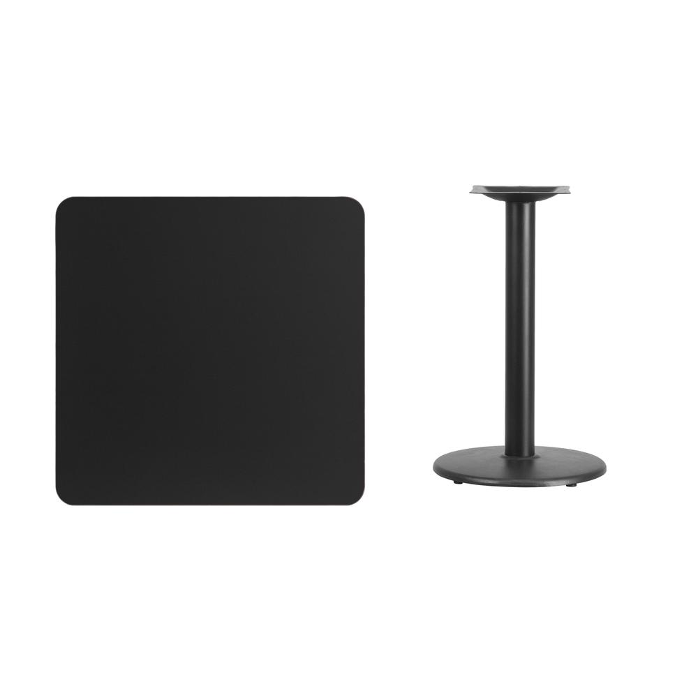 30'' Square Black Laminate Table Top with 18'' Round Table Height Base. Picture 2