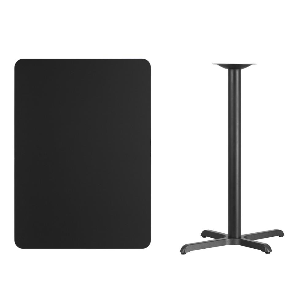 30'' x 42'' Rectangular Black Laminate Table Top with 23.5'' x 29.5'' Bar Height Table Base. Picture 2
