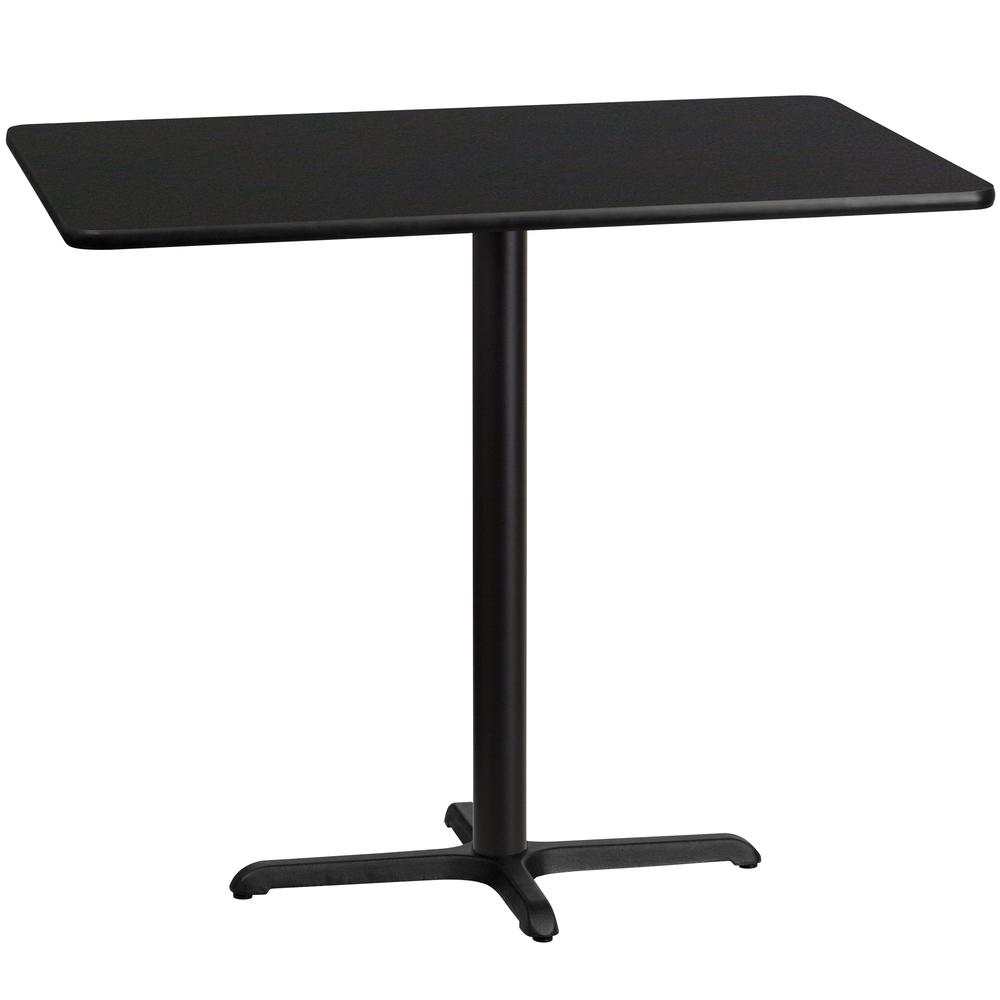 30'' x 48'' Black Table Top with 23.5'' x 29.5'' Bar Height Table Base. Picture 1