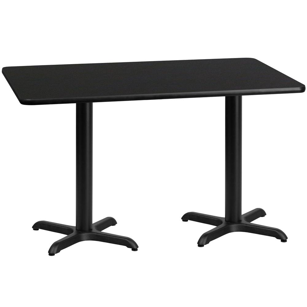 30'' x 60'' Rectangular Black Laminate Table Top with 22'' x 22'' Table Height Bases. Picture 1