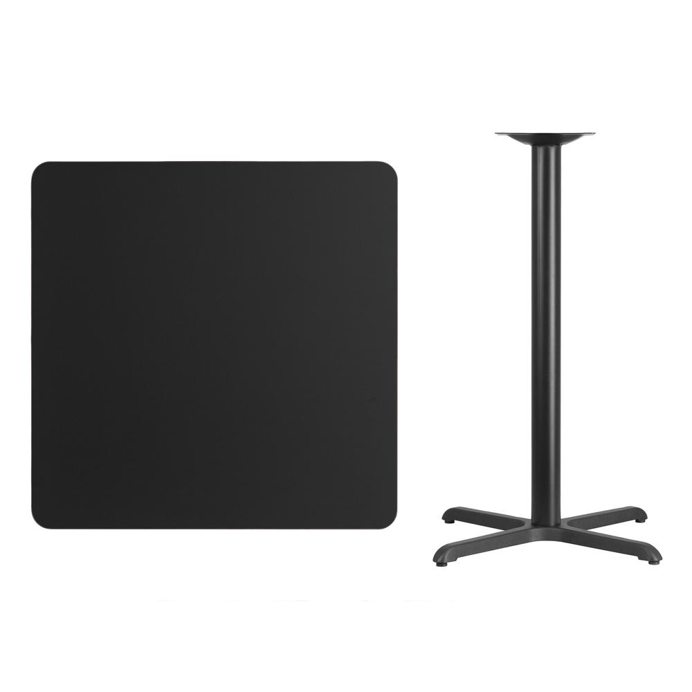 36'' Square Black Laminate Table Top with 30'' x 30'' Bar Height Table Base. Picture 2