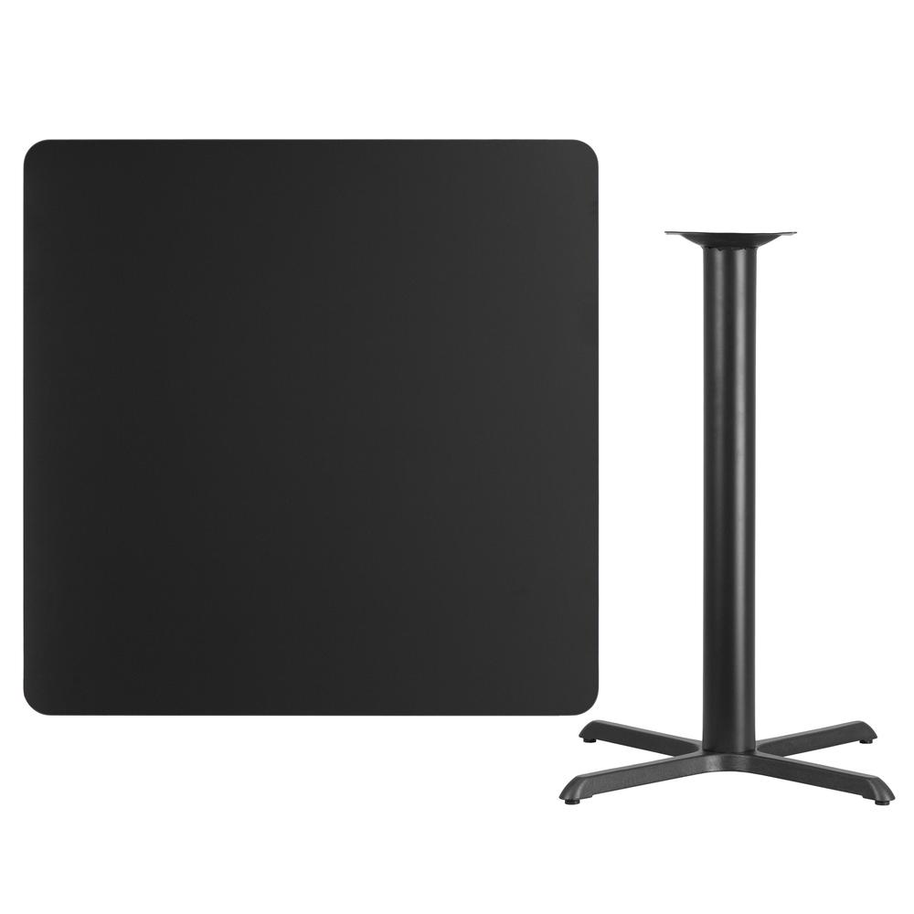 42'' Square Black Laminate Table Top with 33'' x 33'' Bar Height Table Base. Picture 2