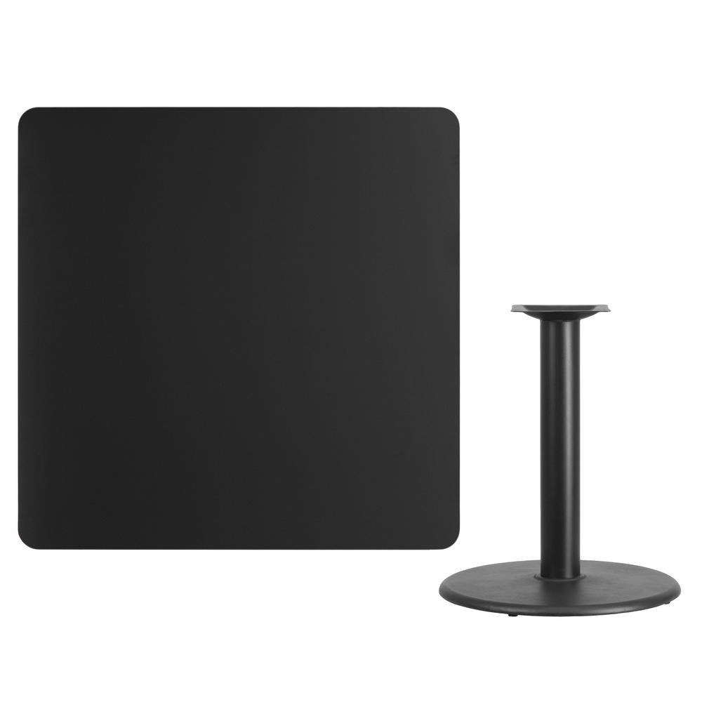 42'' Square Black Laminate Table Top with 24'' Round Table Height Base. Picture 2