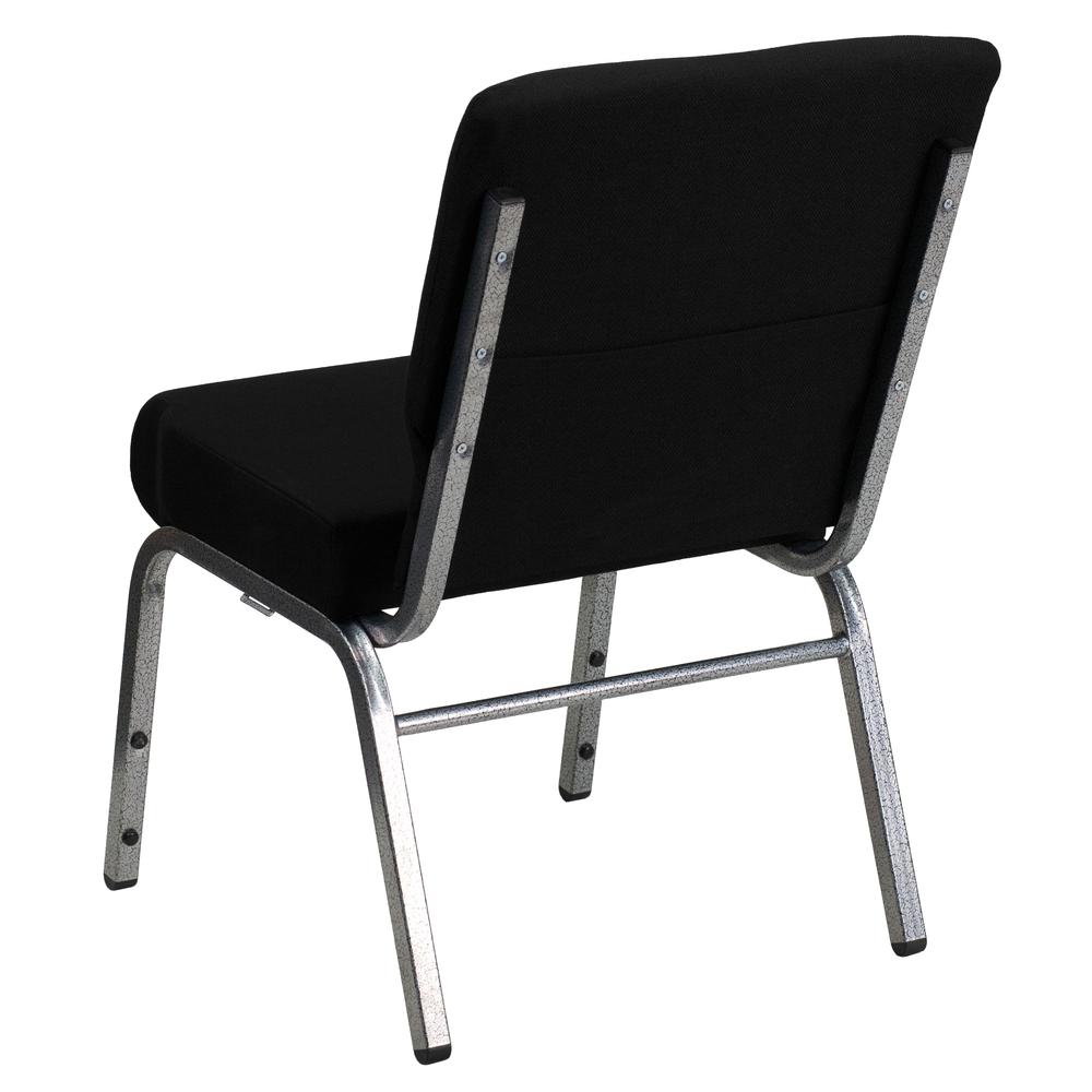 21''W Stacking Church Chair in Black Fabric - Silver Vein Frame. Picture 3