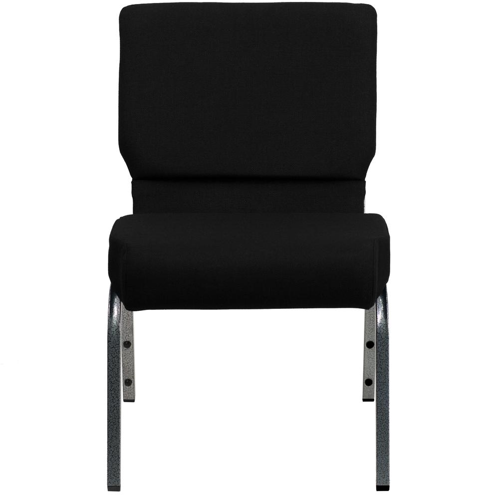 21''W Stacking Church Chair in Black Fabric - Silver Vein Frame. Picture 4