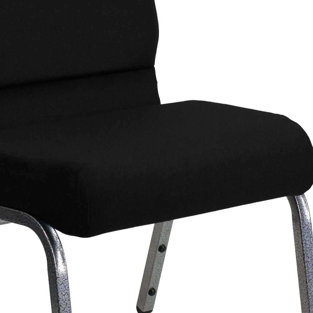 21''W Stacking Church Chair in Black Fabric - Silver Vein Frame. Picture 6