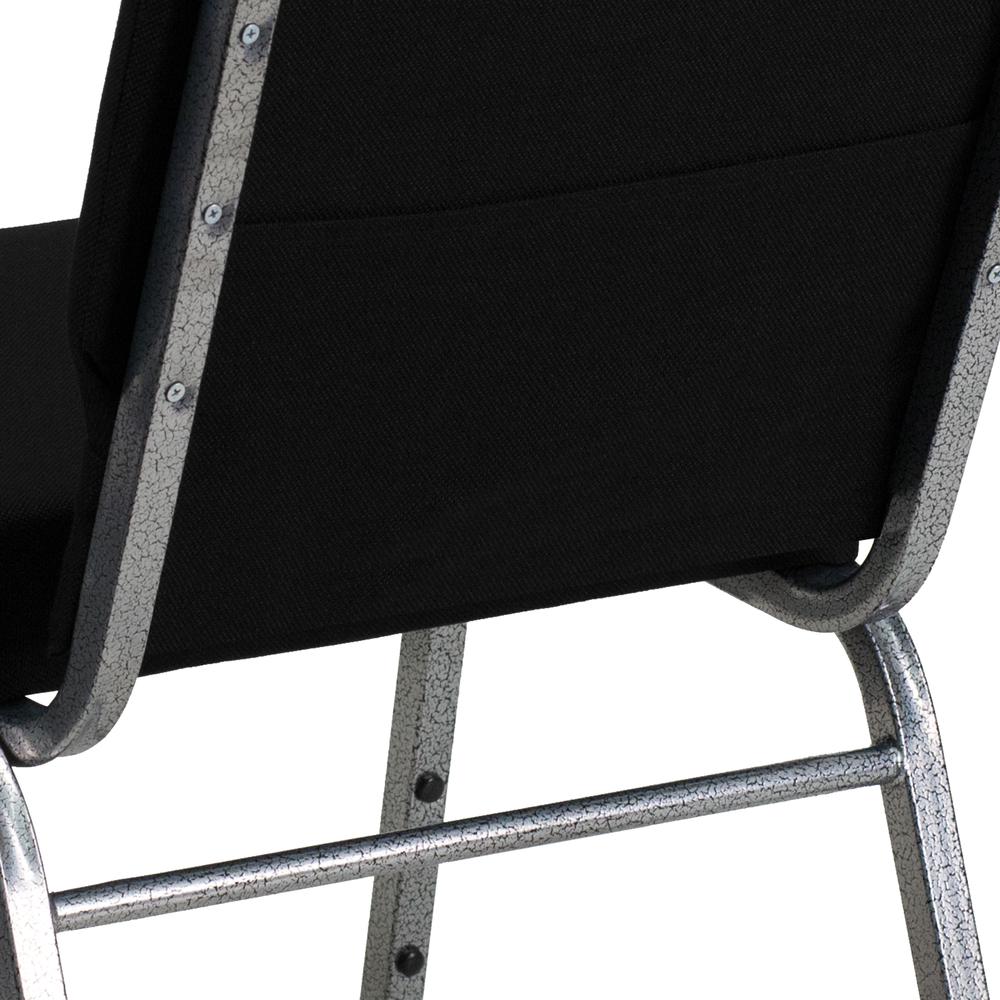 21''W Stacking Church Chair in Black Fabric - Silver Vein Frame. Picture 7