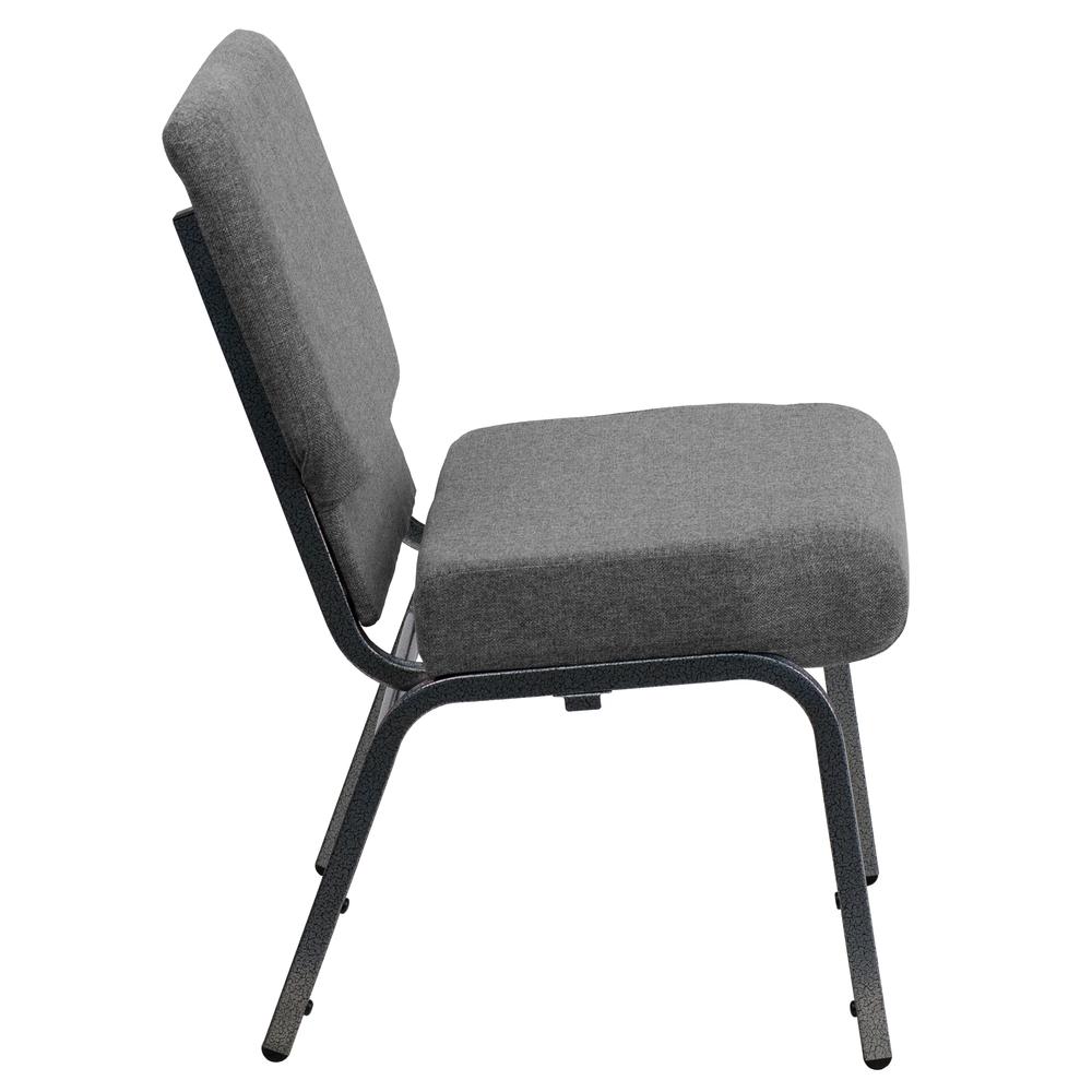 21''W Stacking Church Chair in Gray Fabric - Silver Vein Frame. Picture 2