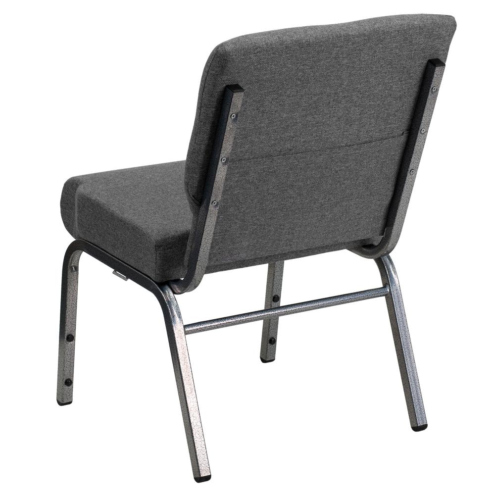 21''W Stacking Church Chair in Gray Fabric - Silver Vein Frame. Picture 3