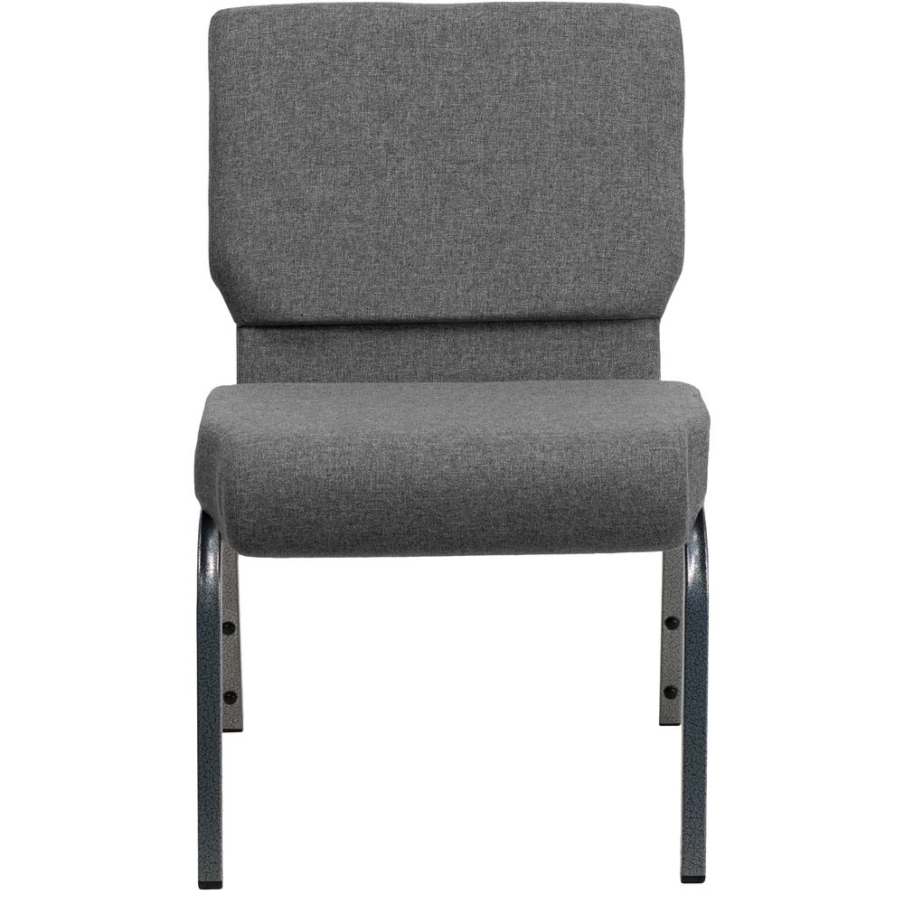 21''W Stacking Church Chair in Gray Fabric - Silver Vein Frame. Picture 4