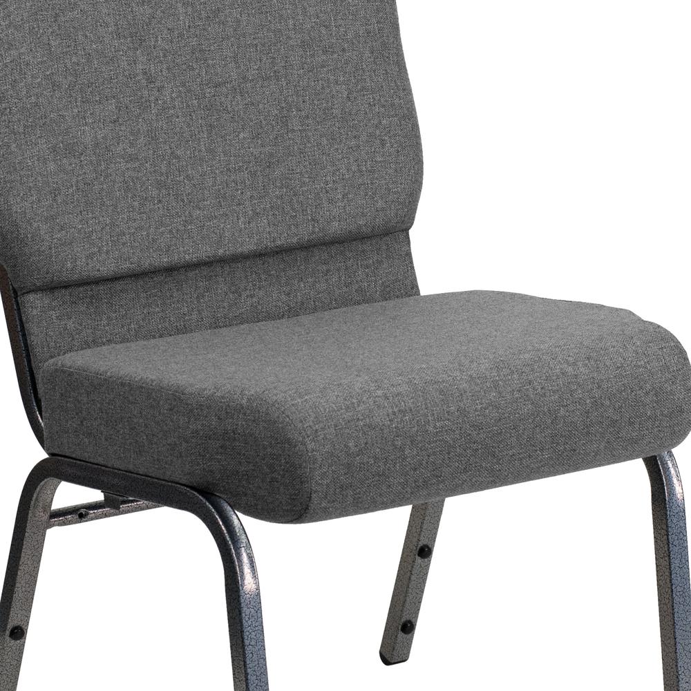 21''W Stacking Church Chair in Gray Fabric - Silver Vein Frame. Picture 6