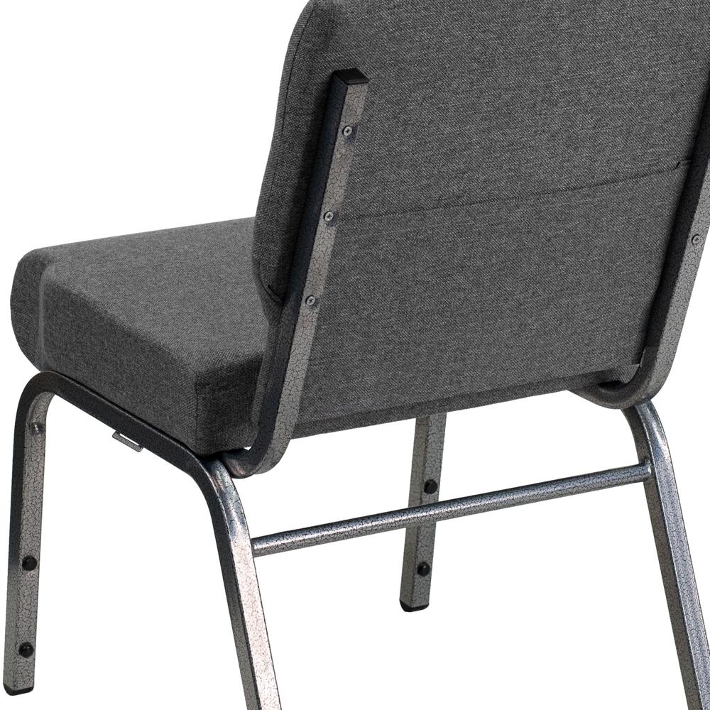 21''W Stacking Church Chair in Gray Fabric - Silver Vein Frame. Picture 7