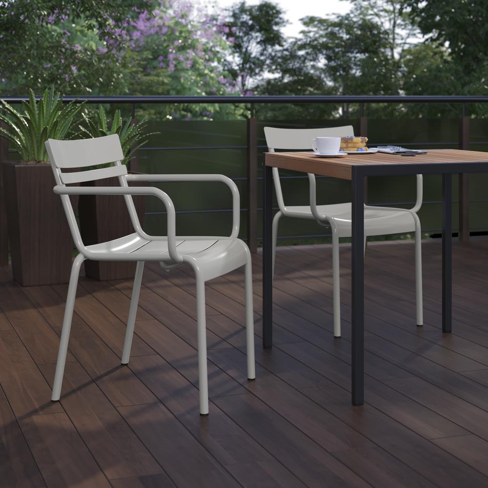 Modern Armless Commercial Grade Indoor/Outdoor Steel Stacking Bar Stool. Picture 4