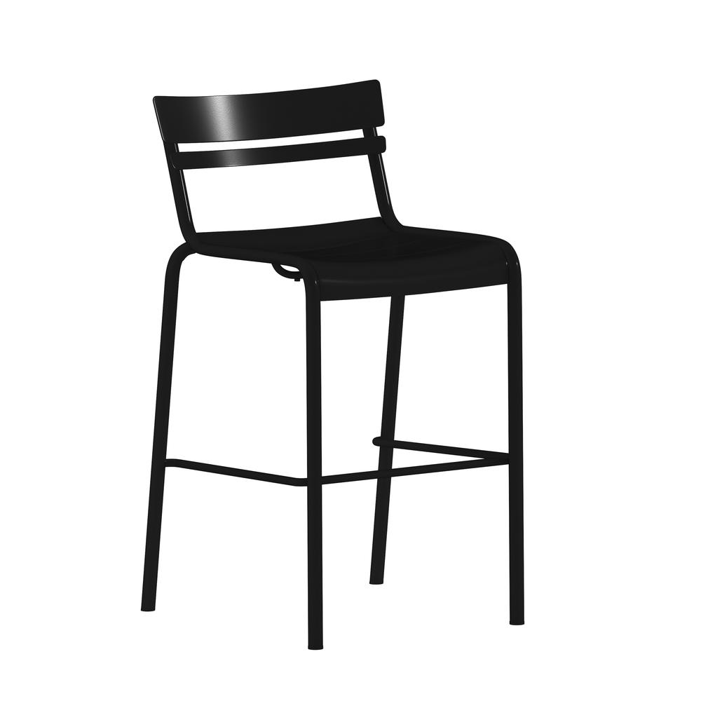 Modern Armless Commercial Grade Indoor/Outdoor Steel Stacking Bar Stool. Picture 1