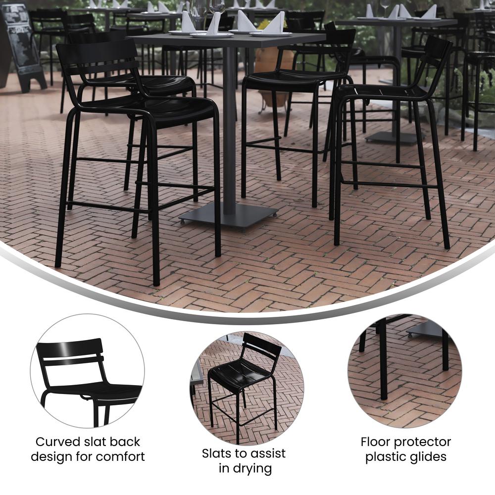 Modern Armless Commercial Grade Indoor/Outdoor Steel Stacking Bar Stool. Picture 7