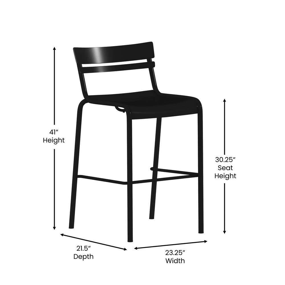 Modern Armless Commercial Grade Indoor/Outdoor Steel Stacking Bar Stool. Picture 8