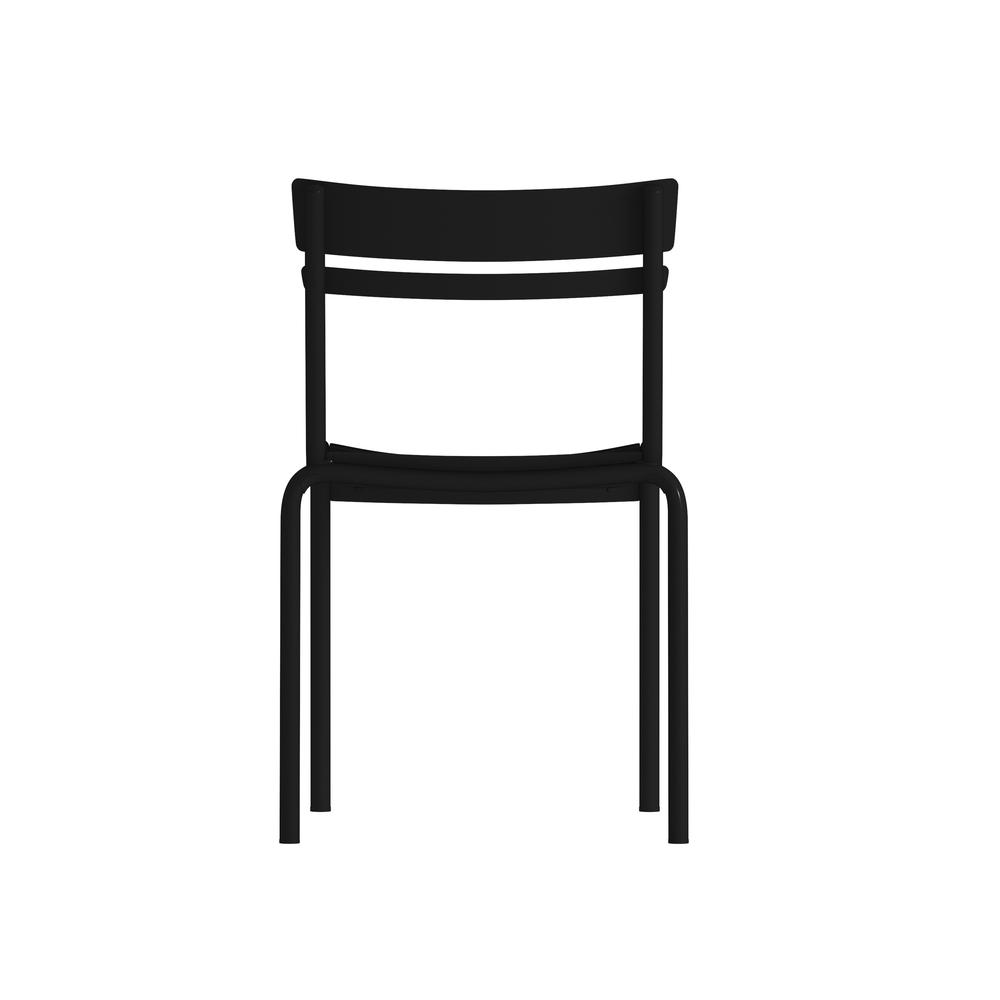 Modern Commercial Grade Indoor/Outdoor Armless Steel Stack Chair. Picture 2