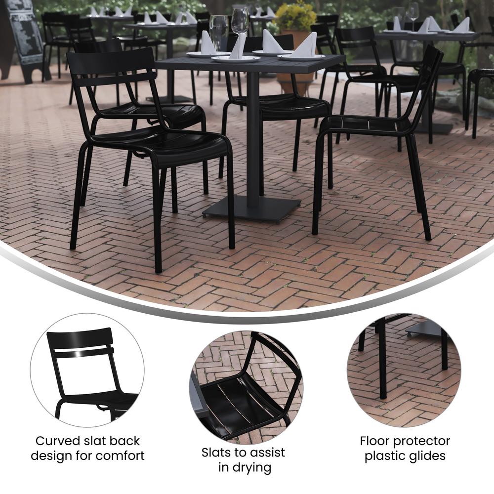 Modern Commercial Grade Indoor/Outdoor Armless Steel Stack Chair. Picture 7