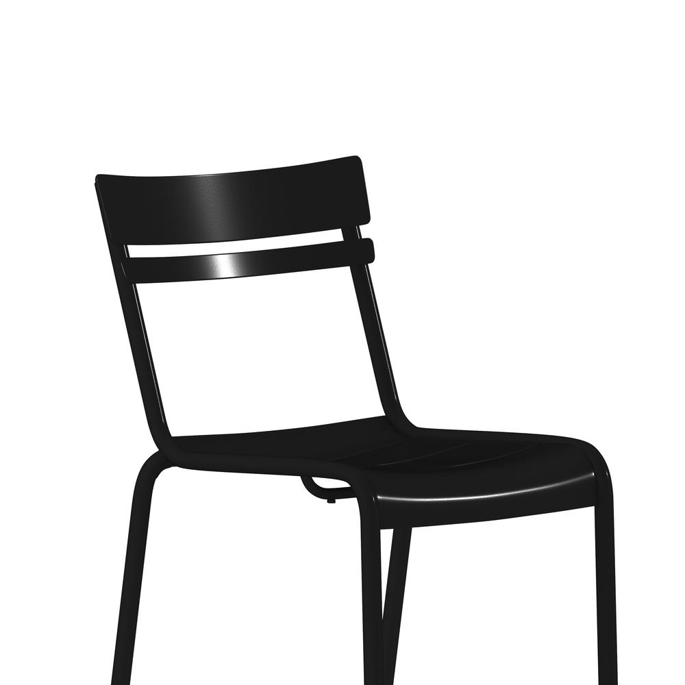 Modern Commercial Grade Indoor/Outdoor Armless Steel Stack Chair. Picture 3