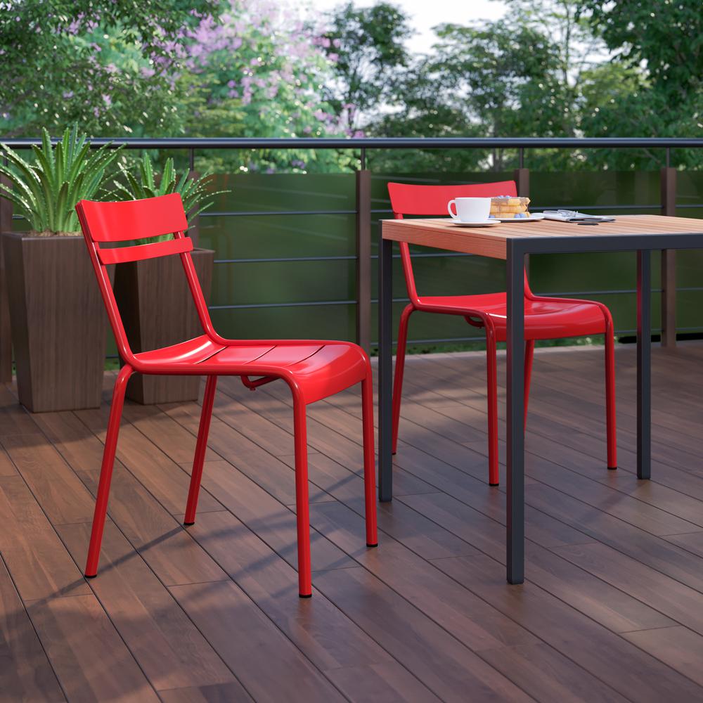 Modern Commercial Grade Indoor/Outdoor Steel Stack Chair. Picture 4