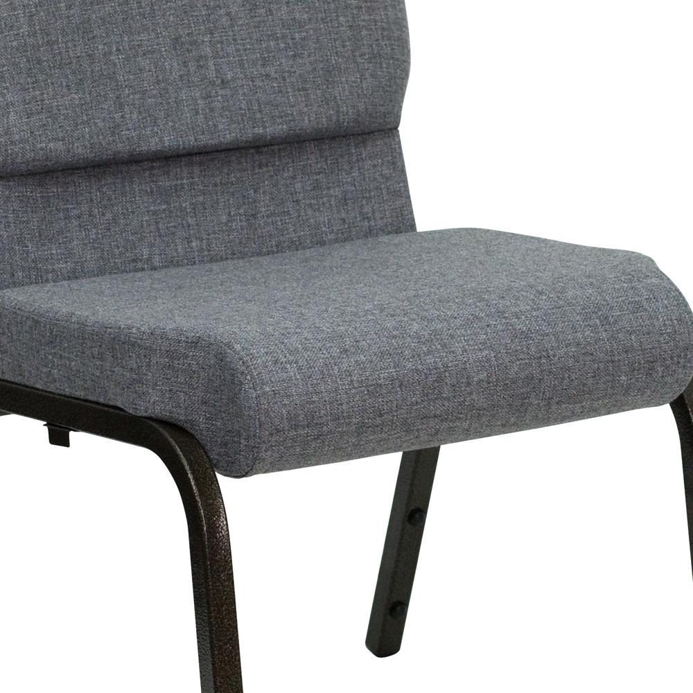 18.5''W Stacking Church Chair in Gray Fabric - Gold Vein Frame. Picture 6