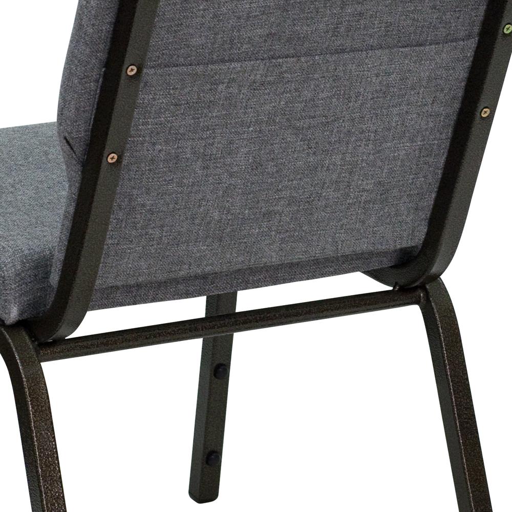18.5''W Stacking Church Chair in Gray Fabric - Gold Vein Frame. Picture 7