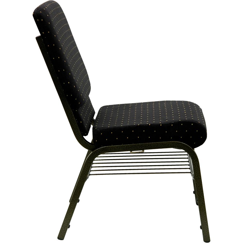 18.5''W Church Chair in Black Dot Fabric with Book Rack - Gold Vein Frame. Picture 2