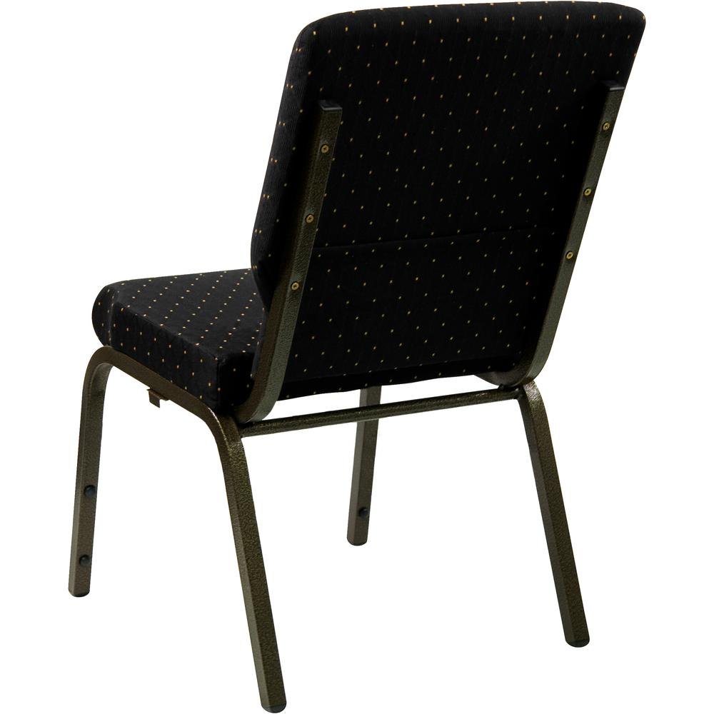 18.5''W Stacking Church Chair in Black Dot Patterned Fabric - Gold Vein Frame. Picture 3