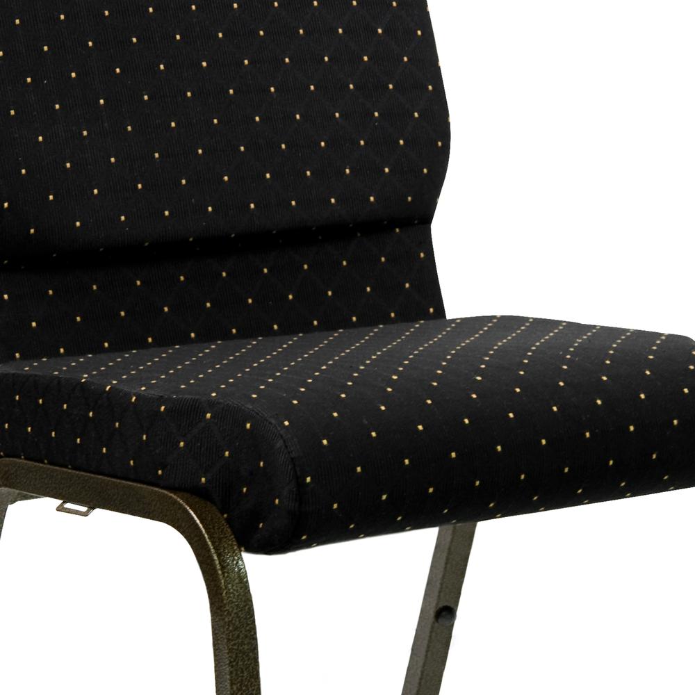 18.5''W Stacking Church Chair in Black Dot Patterned Fabric - Gold Vein Frame. Picture 6