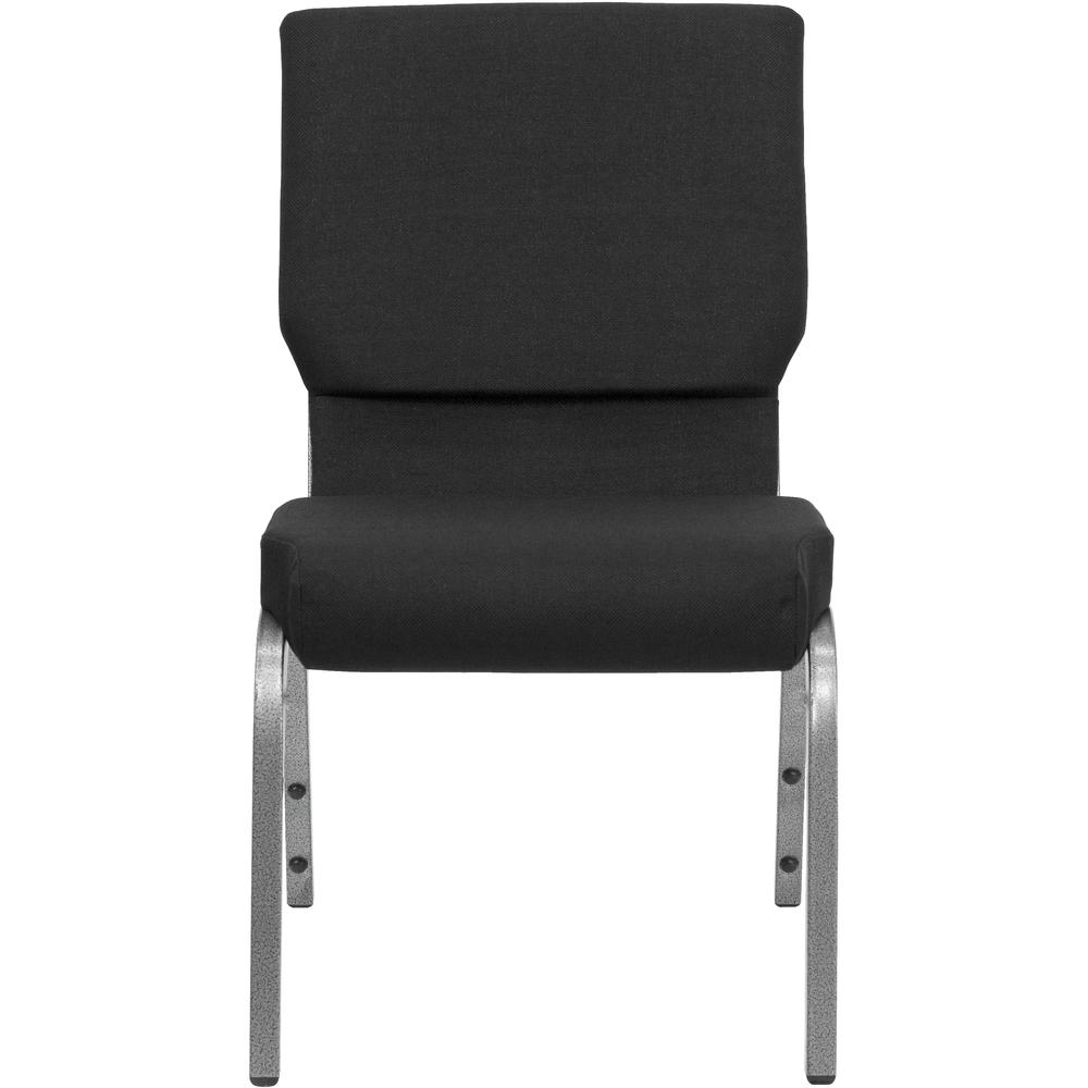 18.5''W Stacking Church Chair in Black Fabric - Silver Vein Frame. Picture 4