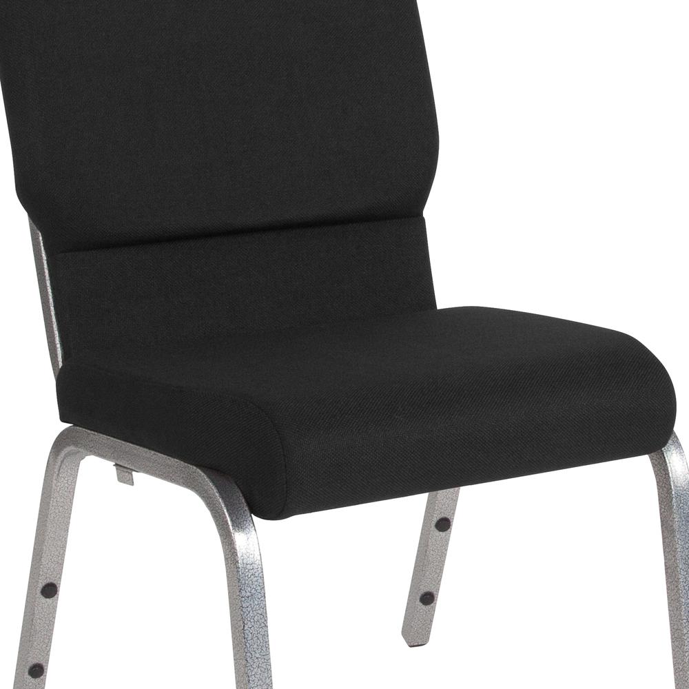 18.5''W Stacking Church Chair in Black Fabric - Silver Vein Frame. Picture 6