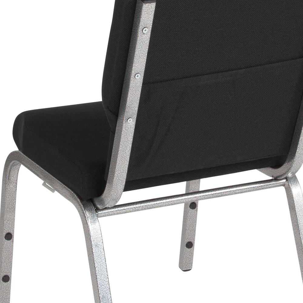 18.5''W Stacking Church Chair in Black Fabric - Silver Vein Frame. Picture 7