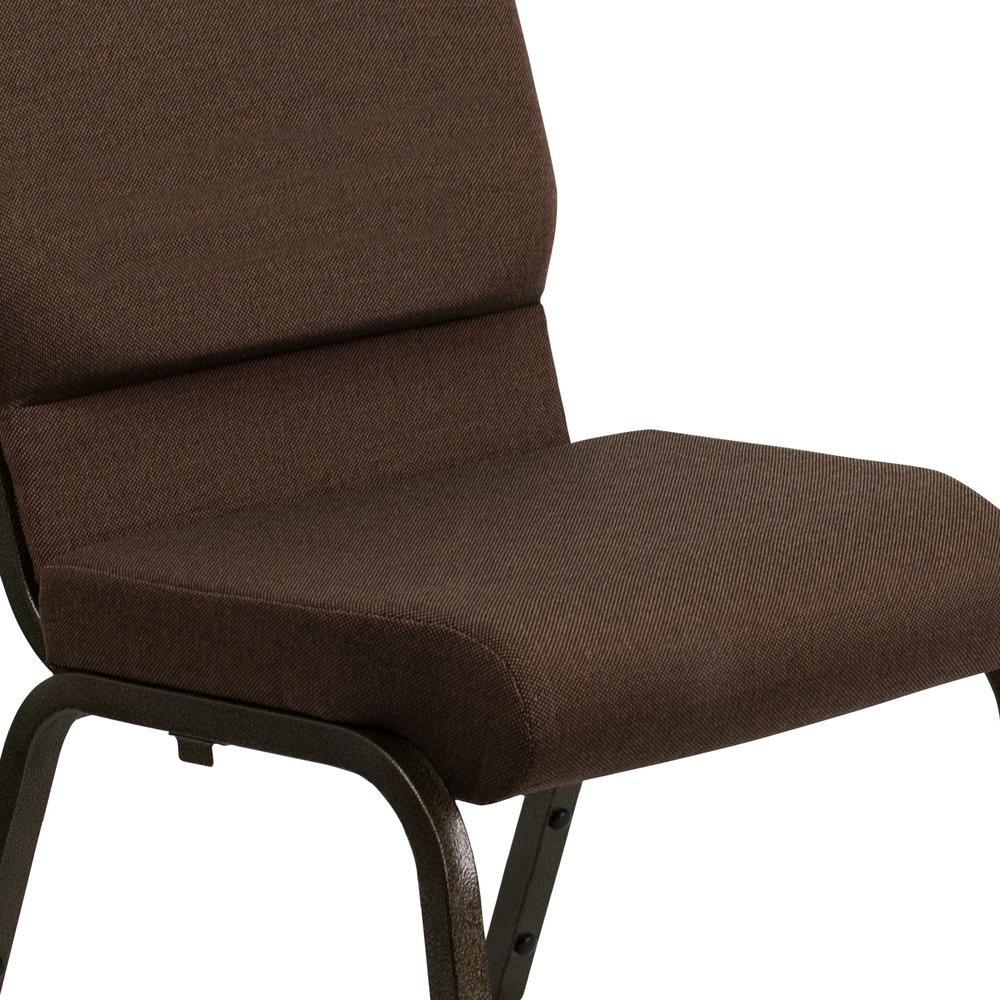 GOLD VEIN FRAME 18.5''W BROWN FABRIC STACKING CHURCH CHAIR 