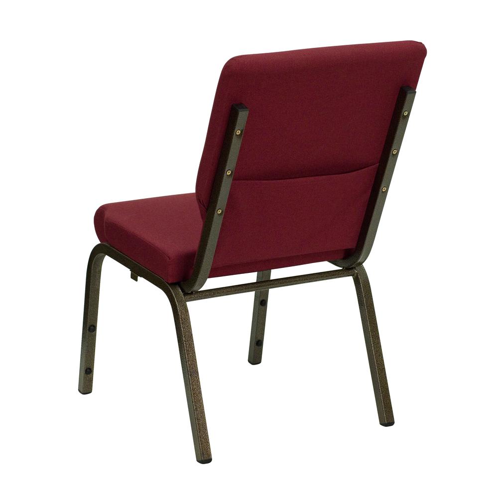 18.5''W Stacking Church Chair in Burgundy Fabric - Gold Vein Frame. Picture 3