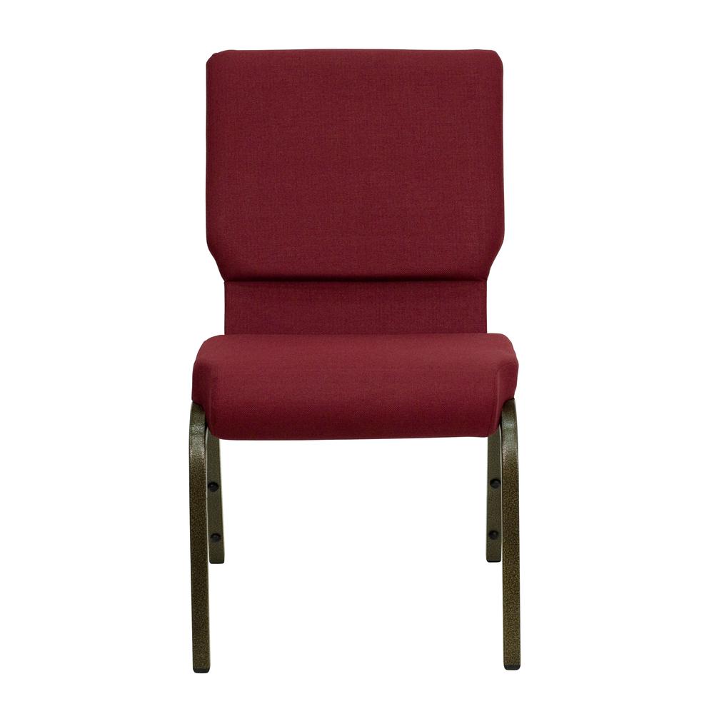 18.5''W Stacking Church Chair in Burgundy Fabric - Gold Vein Frame. Picture 4