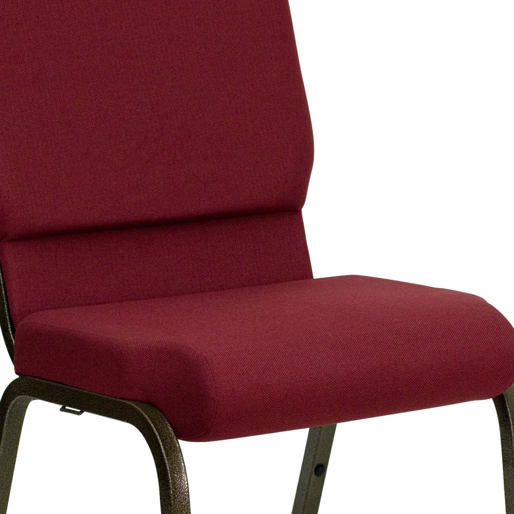 18.5''W Stacking Church Chair in Burgundy Fabric - Gold Vein Frame. Picture 5